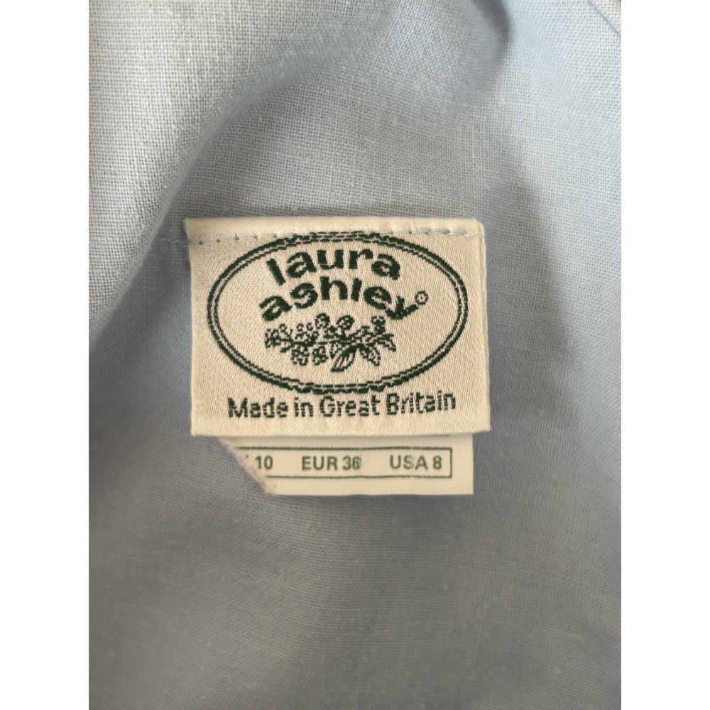 Vintage 80's Laura Ashely Midi Dress Pastel Blue Size Small 6-8 - Picture 3 of 3